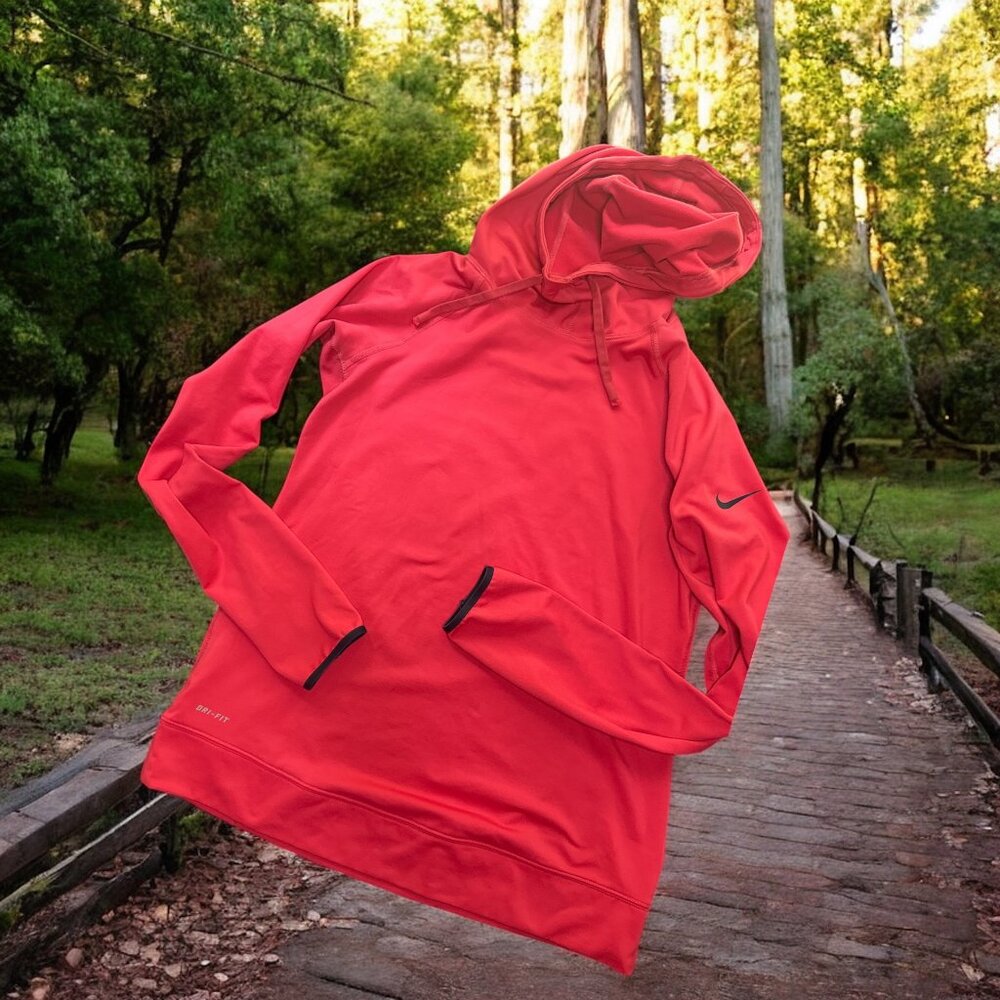 Nike Pro "Red Rush" Dry-Fit Hoodie – Woman Size M - Red Hot